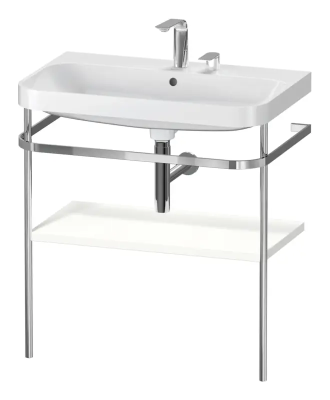 Duravit Happy D.2 Plus c-shaped Komplett-Set mit Metallkonsole mit 2 Hahnlöchern 775 x 850 x 490 mm - Weiß Seidenmatt Top-Seller