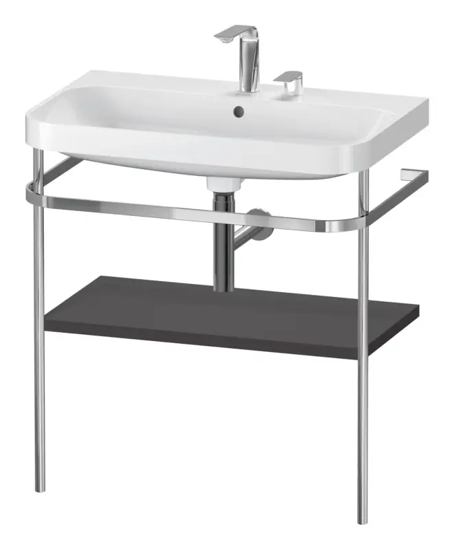 Duravit Happy D.2 Plus c-shaped Komplett-Set mit Metallkonsole mit 2 Hahnlöchern 775 x 850 x 490 mm - Graphit Supermatt Günstig