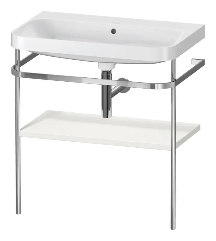 Nur Heute Duravit Happy D.2 Plus c-shaped Komplett-Set mit Metallkonsole ohne Hahnloch 775 x 850 x 490 mm - Nordic Weiß Seidenmatt
