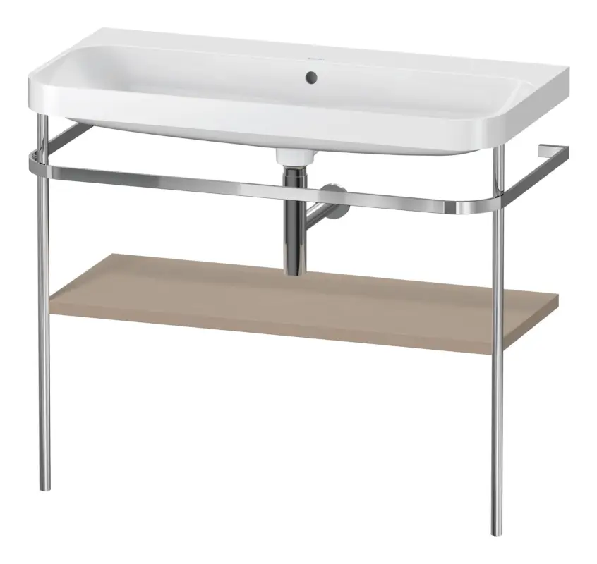 Jetzt Bestellen Duravit Happy D.2 Plus c-shaped Komplett-Set mit Metallkonsole ohne Hahnloch 975 x 850 x 490 mm - Leinen Matt
