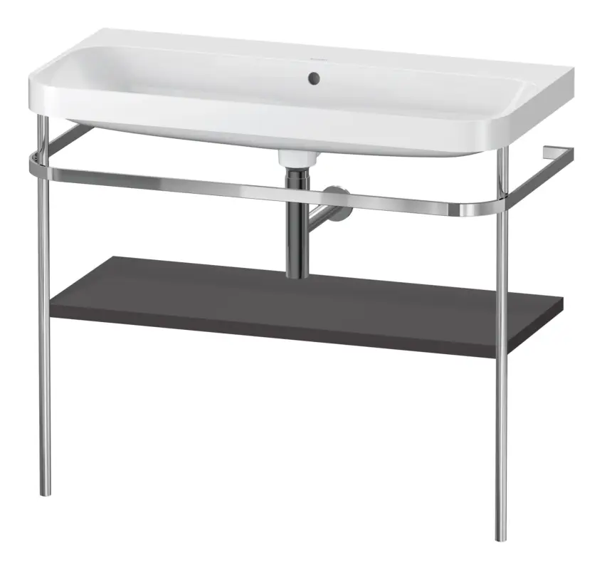 Preis Gesenkt Duravit Happy D.2 Plus c-shaped Komplett-Set mit Metallkonsole ohne Hahnloch 975 x 850 x 490 mm - Graphit Supermatt