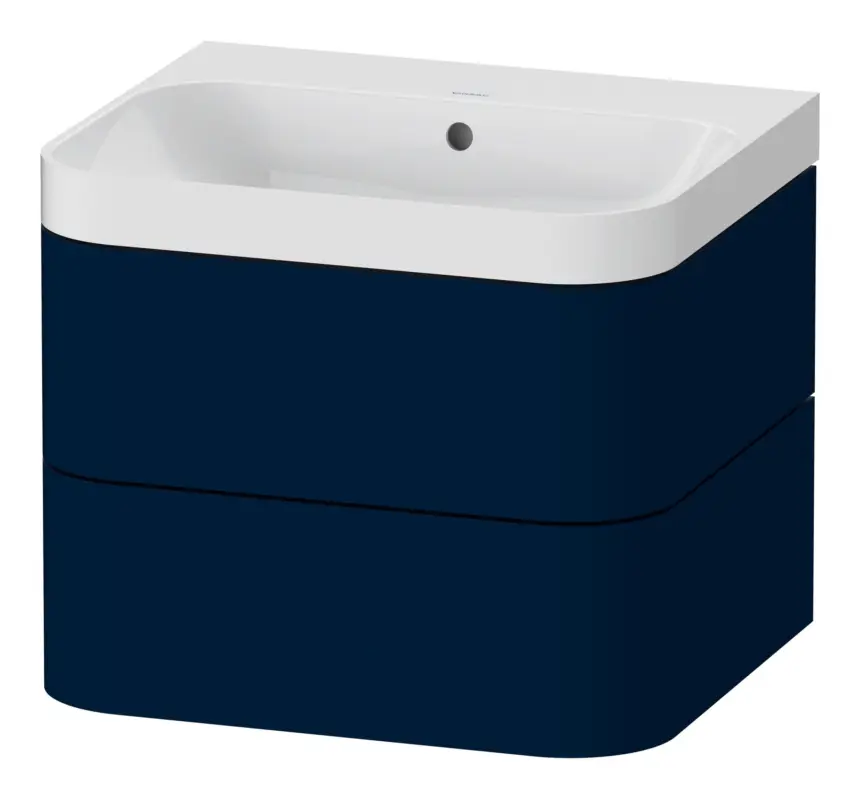 Duravit Happy D.2 Plus c-Shaped Komplett-Set wandhängend mit 2 Auszügen ohne Hahnloch 575 x 480 x 490 mm - Nachtblau Seidenmatt Knallerangebot