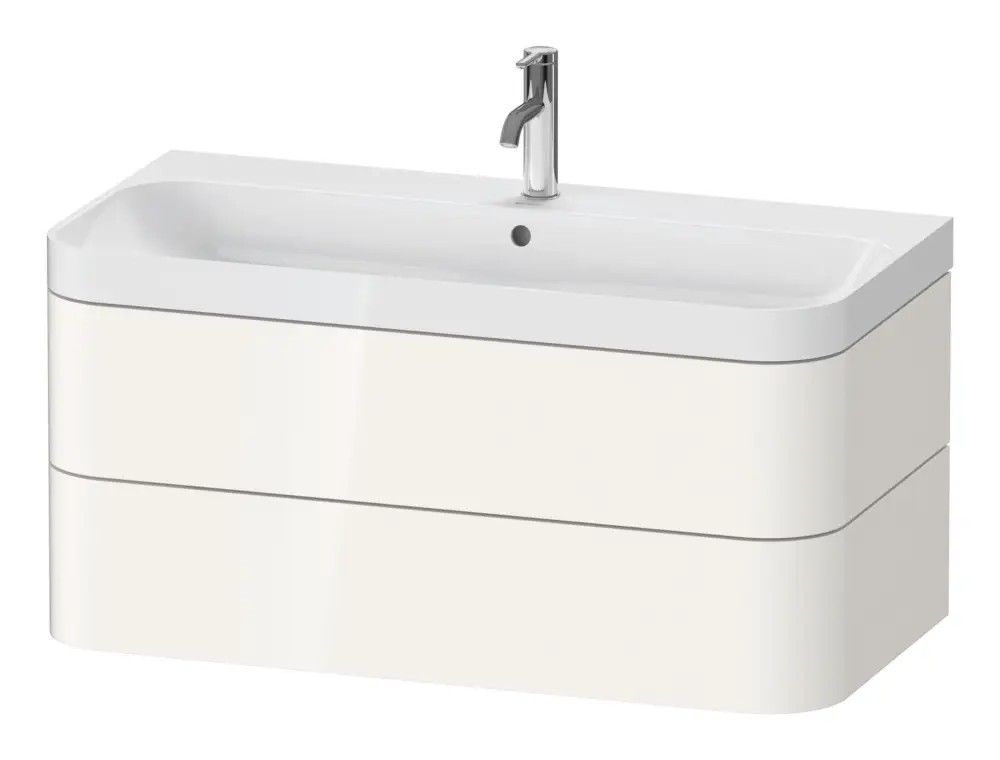 Duravit Happy D.2 Plus c-Shaped Komplett-Set wandhängend mit 2 Auszügen mit 1 Hahnloch 975 x 480 x 490 mm - Weiß Hochglanz Neue Kollektion
