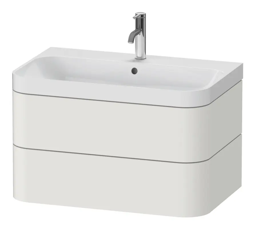 Schneller Versand Duravit Happy D.2 Plus c-Shaped Komplett-Set wandhängend mit 2 Auszügen mit 1 Hahnloch 775 x 480 x 490 mm - Nordic Weiß Seidenmatt