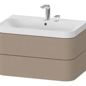 Aktuell Duravit Happy D.2 Plus c-Shaped Komplett-Set wandhängend mit 2 Auszügen mit 2 Hahnlöchern 775 x 480 x 490 mm - Leinen Matt