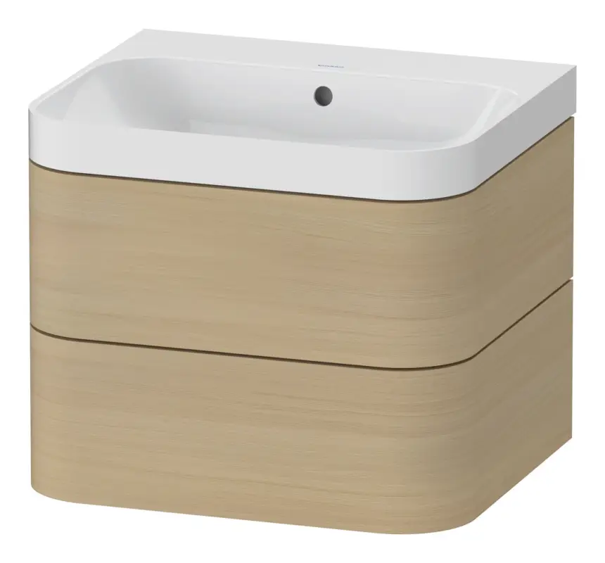 Duravit Happy D.2 Plus c-Shaped Komplett-Set wandhängend mit 2 Auszügen ohne Hahnloch 575 x 480 x 490 mm - Mediterrane Eiche Matt Super-Preis