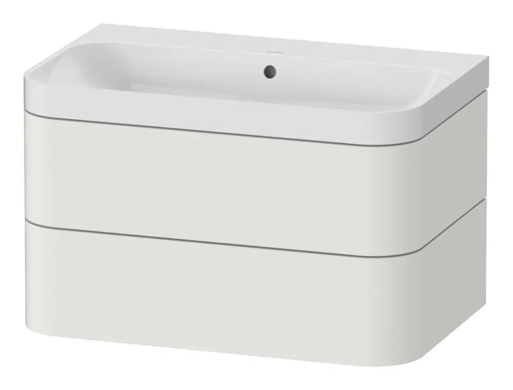 Duravit Happy D.2 Plus c-Shaped Komplett-Set wandhängend mit 2 Auszügen ohne Hahnloch 775 x 480 x 490 mm - Nordic Weiß Seidenmatt Super-Preis