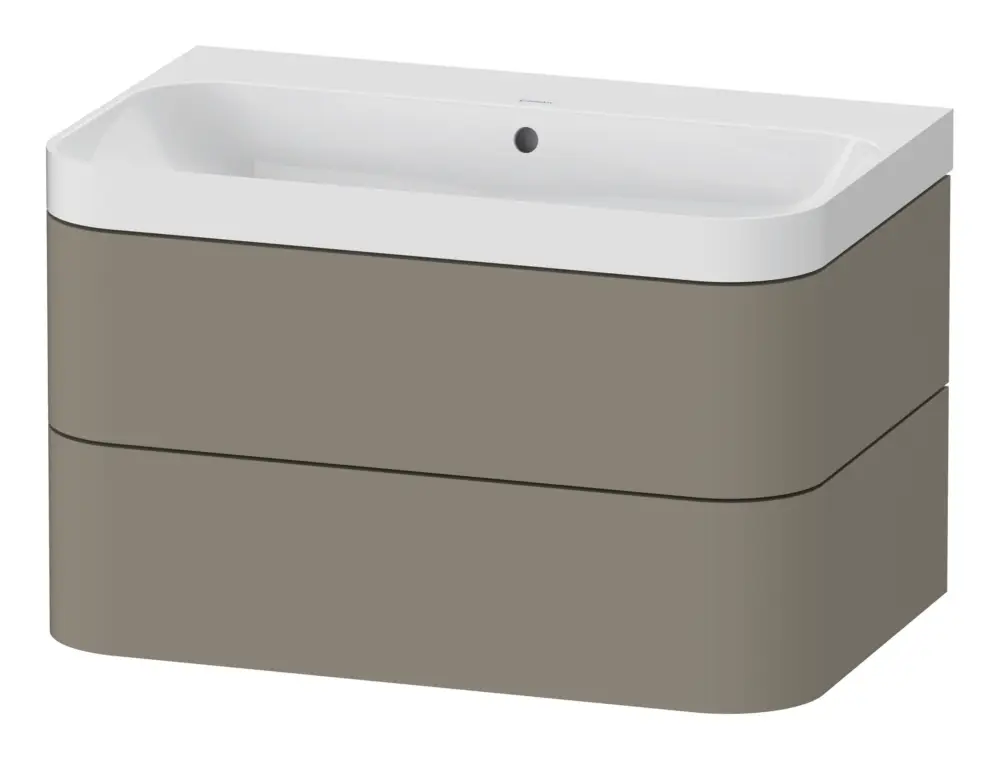 Rabatt Duravit Happy D.2 Plus c-Shaped Komplett-Set wandhängend mit 2 Auszügen ohne Hahnloch 775 x 480 x 490 mm - Steingrau Seidenmatt