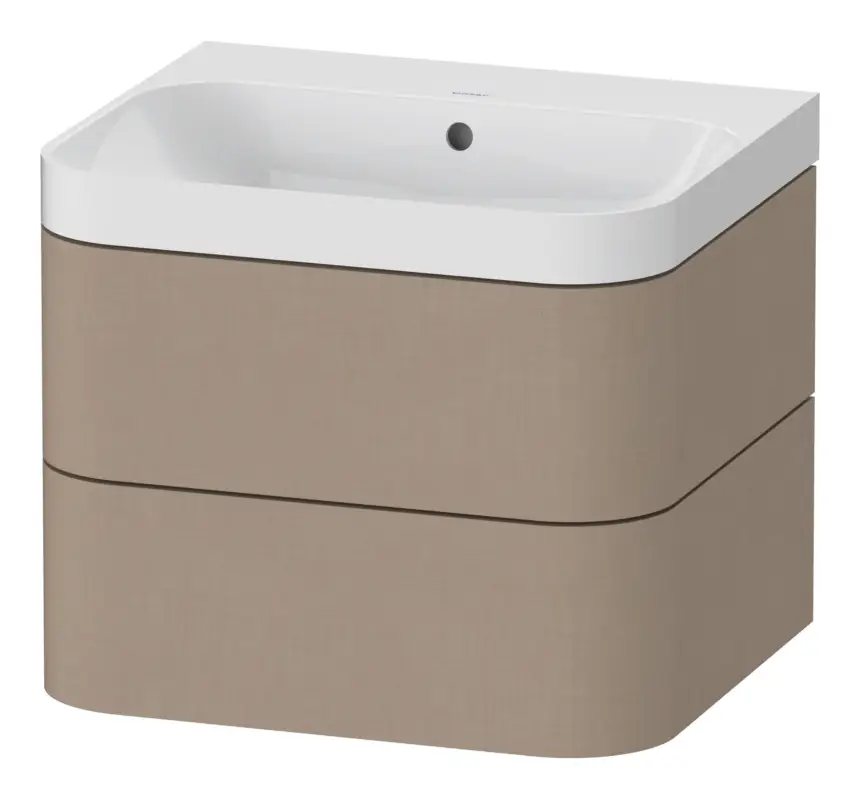 Duravit Happy D.2 Plus c-Shaped Komplett-Set wandhängend mit 2 Auszügen ohne Hahnloch 575 x 480 x 490 mm - Leinen Matt Beliebt