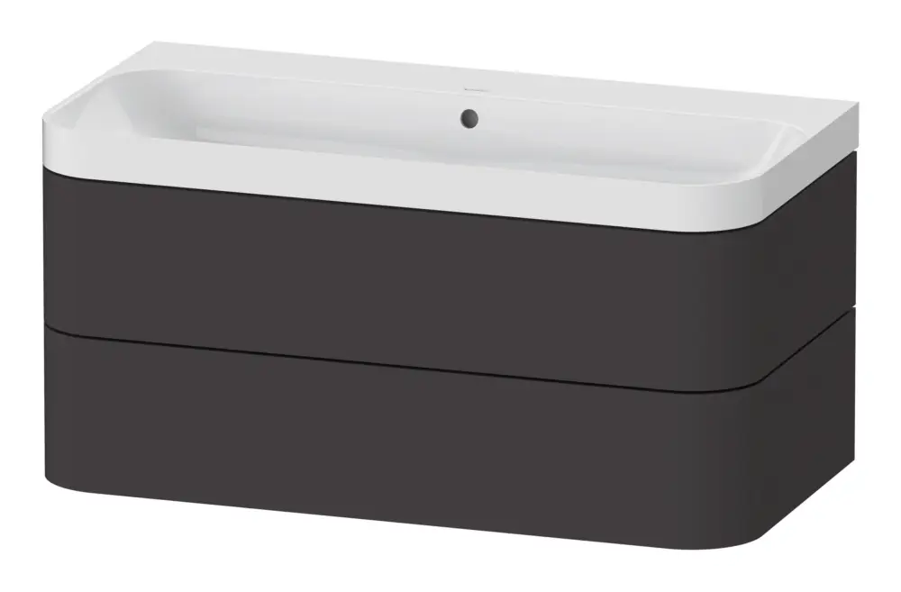 Meistverkauft Duravit Happy D.2 Plus c-Shaped Komplett-Set wandhängend mit 2 Auszügen ohne Hahnloch 975 x 480 x 490 mm - Graphit Supermatt