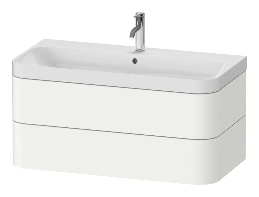 Duravit Happy D.2 Plus c-Shaped Komplett-Set wandhängend mit 2 Auszügen mit 1 Hahnloch 975 x 480 x 490 mm - Weiß Seidenmatt Garantierte Lieferung