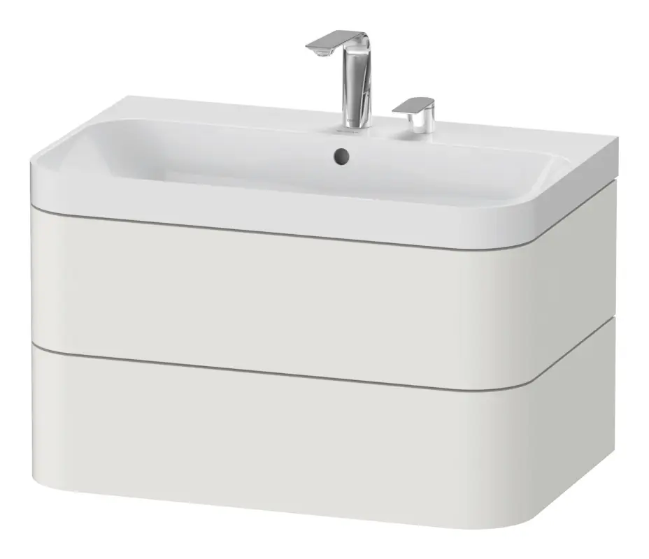Duravit Happy D.2 Plus c-Shaped Komplett-Set wandhängend mit 2 Auszügen mit 2 Hahnlöchern 775 x 480 x 490 mm - Nordic Weiß Seidenmatt Neuheit