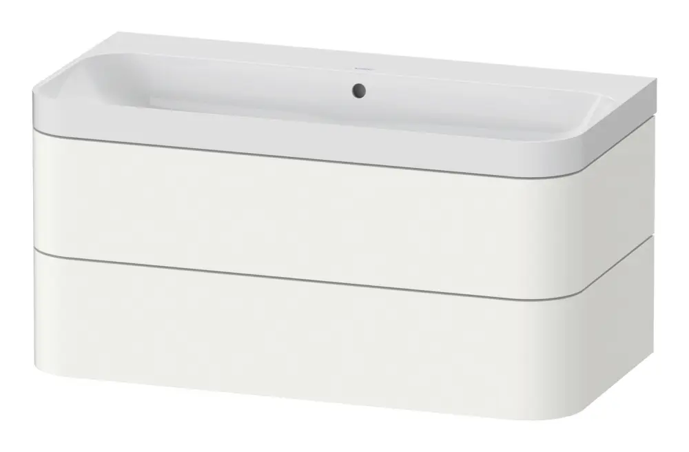 Solange Der Vorrat Reicht Duravit Happy D.2 Plus c-Shaped Komplett-Set wandhängend mit 2 Auszügen ohne Hahnloch 975 x 480 x 490 mm - Weiß Seidenmatt