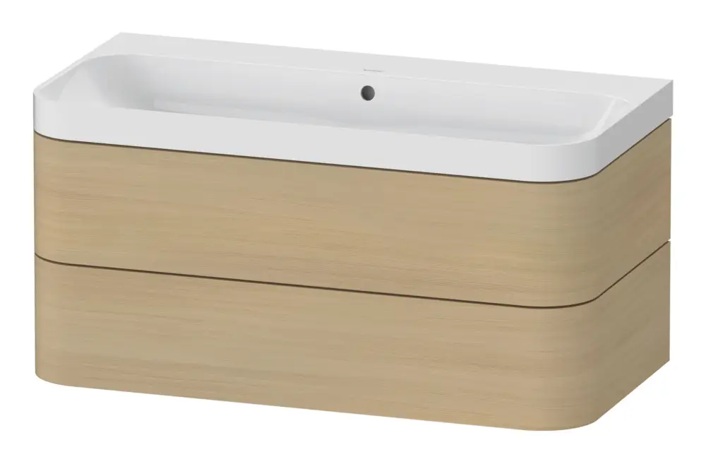 Online Kaufen Duravit Happy D.2 Plus c-Shaped Komplett-Set wandhängend mit 2 Auszügen ohne Hahnloch 975 x 480 x 490 mm - Mediterrane Eiche Matt