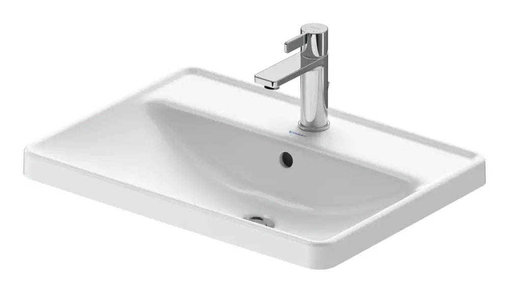 Duravit D-Neo Einbauwaschtisch mit Hahnloch mit Überlauf 600 x 440 mm - Weiß Hochglanz Bestseller