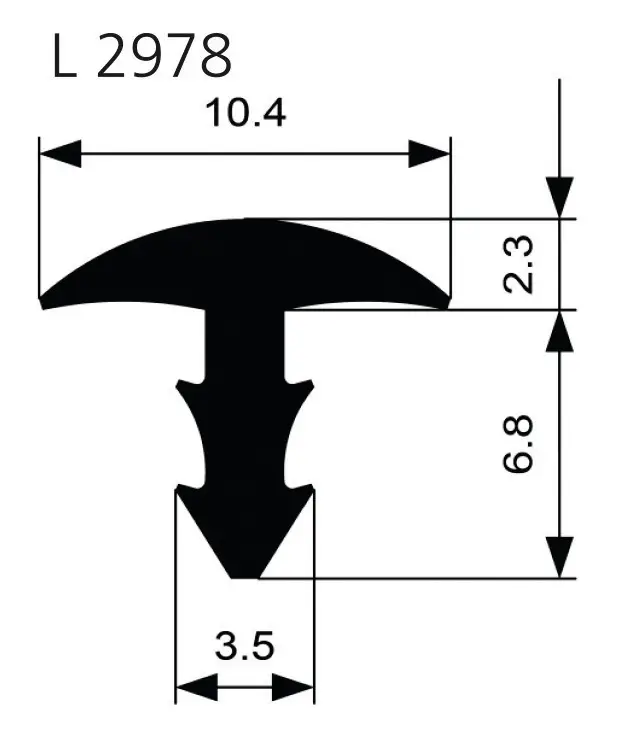 Ellen Treppenprofil L 2978 einfräsen Pilz W-KF schwarz, Br10,4 x H9,1(Verpackungseinheit: 5Meter) Kracherpreis