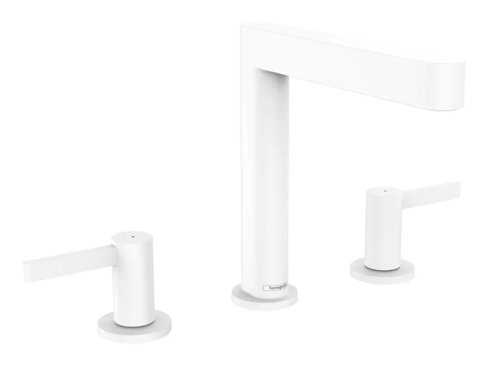 Wochenendangebot Hansgrohe Finoris 3-Loch Waschtischarmatur 160 mit Push-Open Ablaufgarnitur - Mattweiß