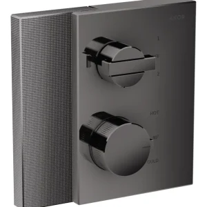 Echt Axor Edge Thermostat mit Absperr- und Umstellventil Unterputz - Polished Black Chrome (Diamantschliff)