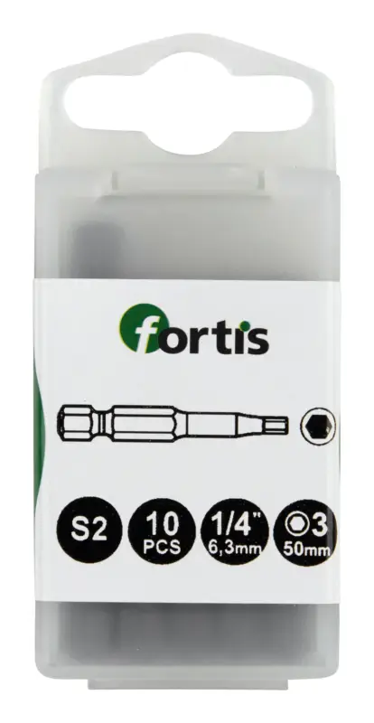 Zertifiziert Fortis Bit 1/4" für Innen-6-kant-Schrauben DIN3126 E6,3 Hex 6 x 50 mm 10 Stück