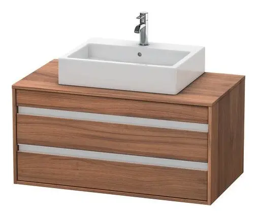 Duravit Ketho Konsolenwaschtischunterschrank für Aufsatzbecken mittig mit 2 Auszügen 1000 x 496 x 550 mm - Nussbaum Matt Preisreduziert