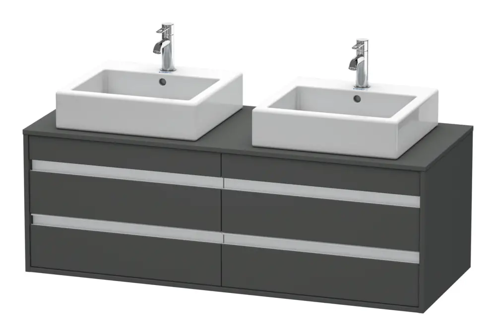 Duravit Ketho Konsolenwaschtischunterschrank für 2 Aufsatzbecken mit 4 Auszügen 1400 x 496 x 550 mm - Graphit Matt Neu