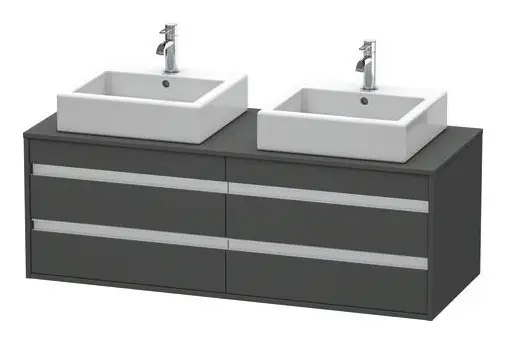 Duravit Ketho Konsolenwaschtischunterschrank für Aufsatzbecken rechts mit 4 Auszügen 1400 x 496 x 550 mm - Graphit Matt Preisknaller