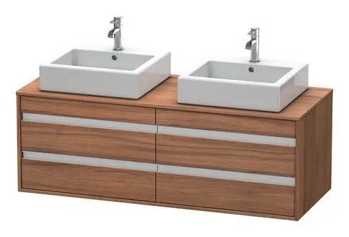 Must-Have Duravit Ketho Konsolenwaschtischunterschrank für Aufsatzbecken rechts mit 4 Auszügen 1400 x 496 x 550 mm - Nussbaum Matt