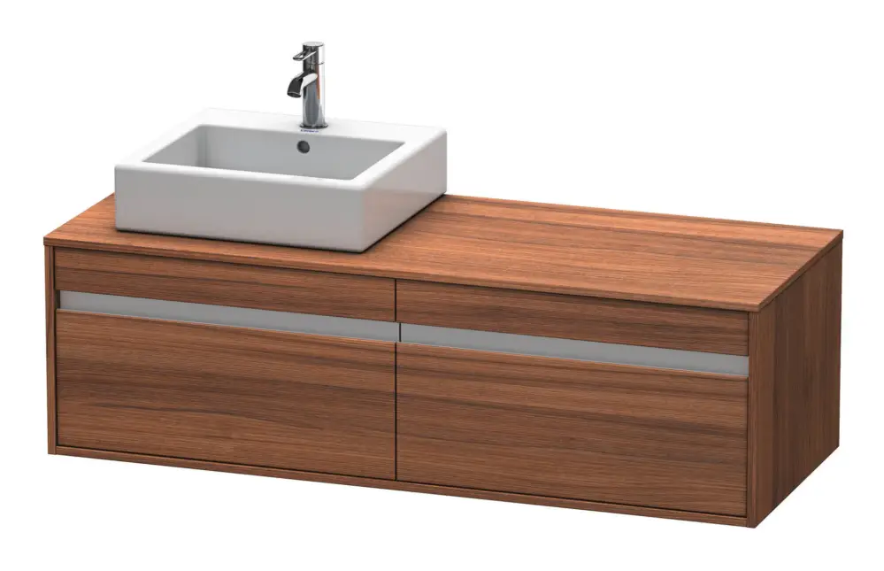 Duravit Ketho Konsolenwaschtischunterschrank für Aufsatzbecken links mit 2 Auszügen 1400 x 426 x 550 mm - Nussbaum Matt Solange Der Vorrat Reicht