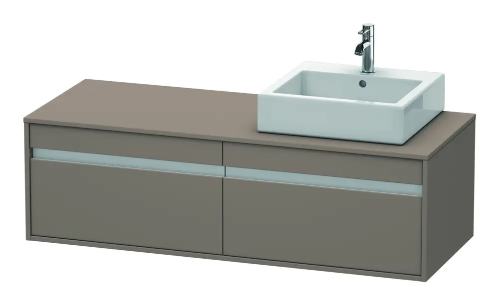 Schnäppchen Duravit Ketho Konsolenwaschtischunterschrank für Aufsatzbecken rechts mit 2 Auszügen 1400 x 426 x 550 mm - Basalt Matt