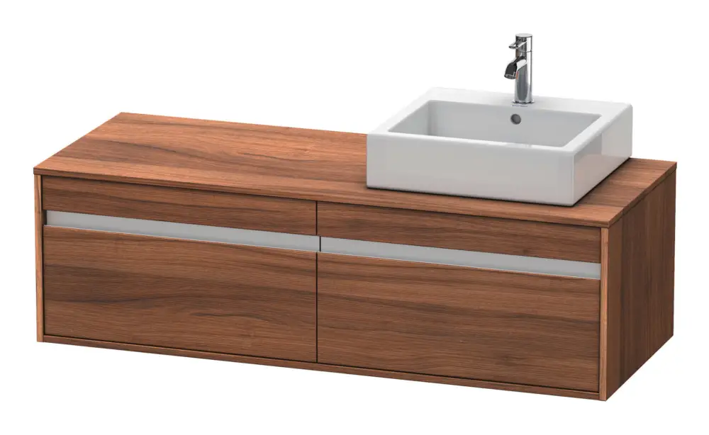 Duravit Ketho Konsolenwaschtischunterschrank für Aufsatzbecken rechts mit 2 Auszügen 1400 x 426 x 550 mm - Nussbaum Matt Schneller Versand