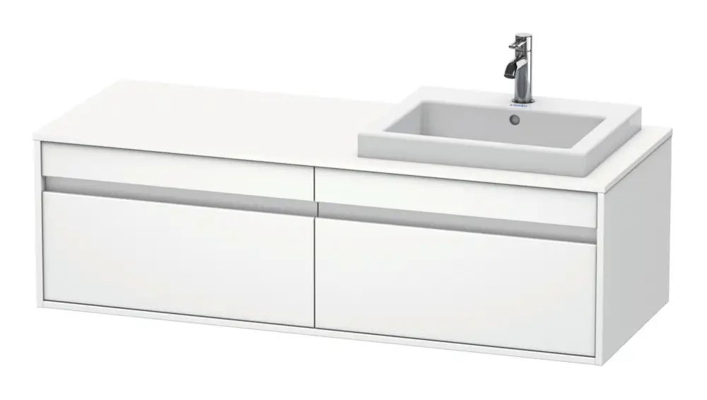Jetzt Bestellen Duravit Ketho Konsolenwaschtischunterschrank für Einbauwaschtisch rechts mit 2 Auszügen 1400 x 426 x 550 mm - Weiß Matt