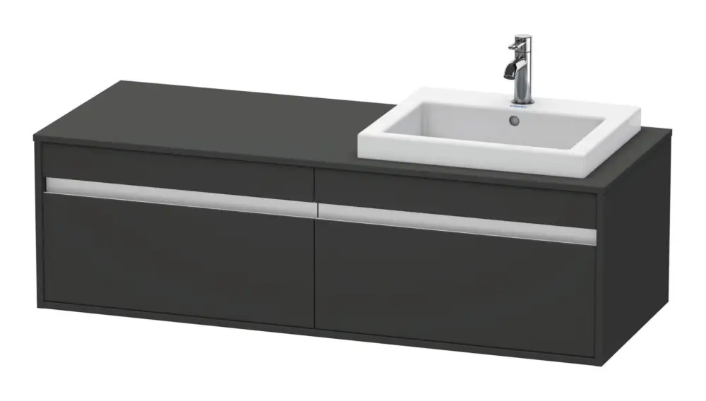 Begrenztes Angebot Duravit Ketho Konsolenwaschtischunterschrank für Einbauwaschtisch rechts mit 2 Auszügen 1400 x 426 x 550 mm - Graphit Matt