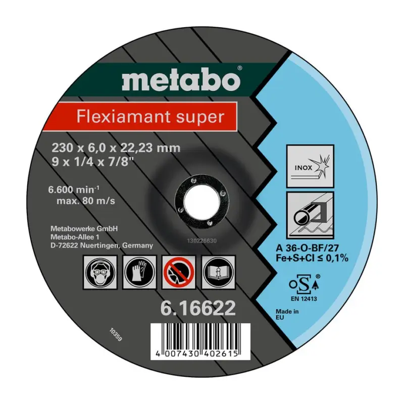 Sofort Bestellen Metabo Flexiamant super 230 x 6 x 22,23 mm Inox Schruppscheibe gekröpfte Ausführung(Verpackungseinheit: 10Stück)