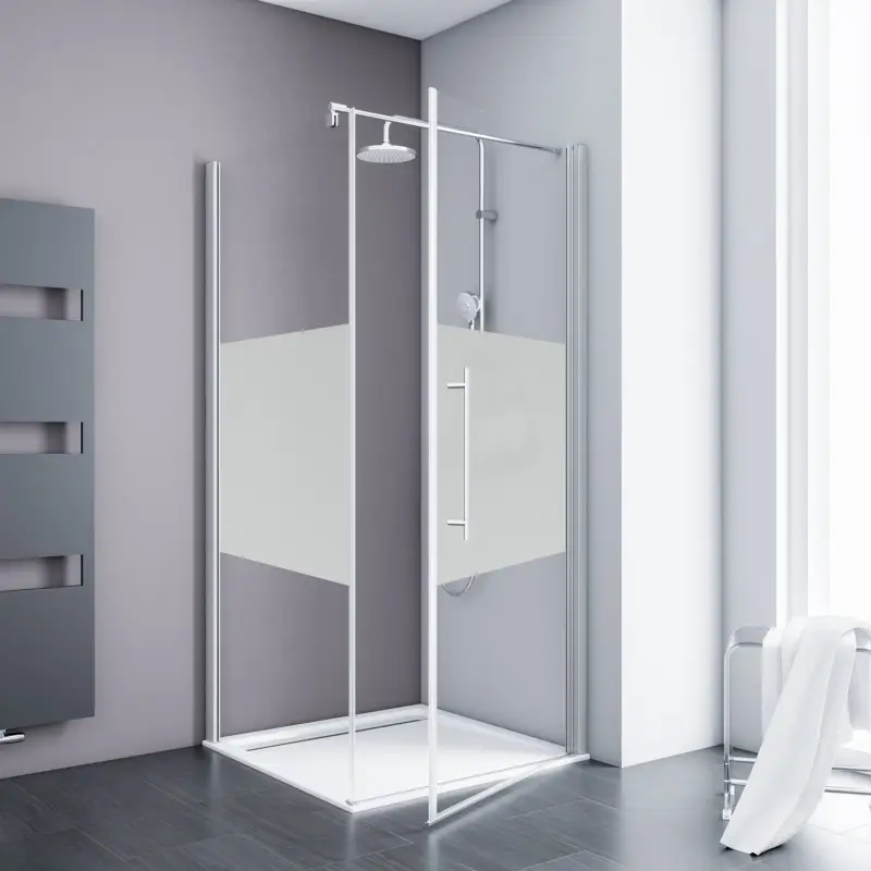Schulte Alexa Style 2.0 Drehtür mit Seitenwand Dezent Alu-Natur Griff Stab 80 x 80 cm / 192 cm Zertifiziert