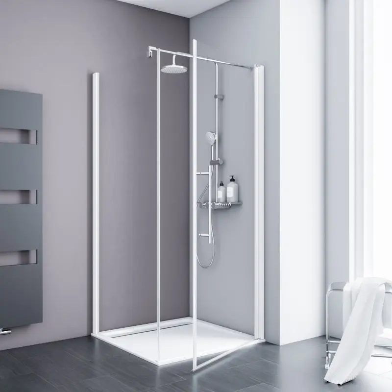 Schulte Alexa Style 2.0 Drehtür mit Seitenwand Klarglas hell Alpinweiß Griff Stab 90 x 90 cm / 192 cm Ausverkauf