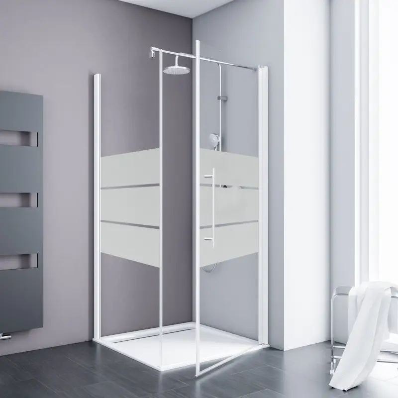 Schulte Alexa Style 2.0 Drehtür mit Seitenwand Depoli light Alpinweiß Griff Stab 90 x 90 cm / 192 cm Sale