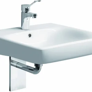 Finale Aktion Geberit Renova Comfort Waschtisch 550 x 550 mm mit Hahnloch mit Überlauf - Weiß Alpin