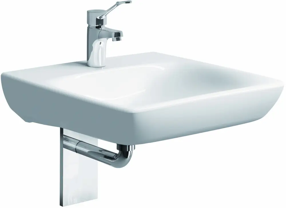 Geprüft Geberit Renova Comfort Waschtisch 550 x 550 mm mit Hahnloch ohne Überlauf - Weiß Alpin