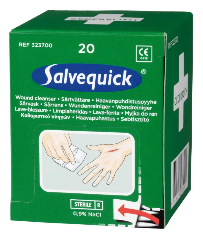 Neu Cederroth Salvequick Wundreiniger 20 Stück / Box