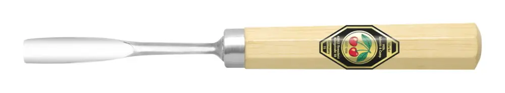 Schnäppchen Kirschen Kerbschnitzbeitel 4 mm mit kurzem Weißbuchenheft achtkant, gekröpft, mit flacher Höhlung, Stich 6