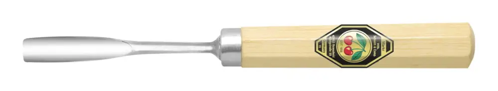 Aktuell Kirschen Kerbschnitzbeitel 8 mm mit kurzem Weißbuchenheft achtkant, gekröpft, mit tiefer Höhlung, Stich 10