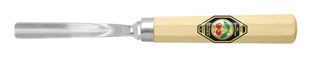 Kirschen Kerbschnitzbeitel 4 mm mit kurzem Weißbuchenheft achtkant, gebogen, mit V-förmiger Schneide, Stich 39 Heißes Angebot