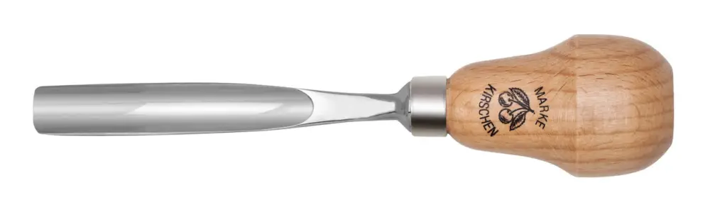 Begrenztes Angebot Kirschen Kerbschnitzbeitel 6 mm mit Birnenheft gebogen mit flacher Höhlung