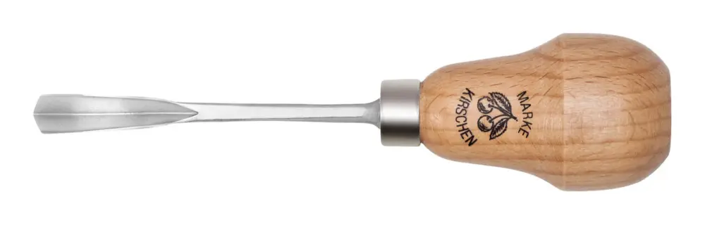 Must-Have Kirschen Kerbschnitzbeitel 8 mm mit Birnenheft gekröpft mit V-förmiger Schneide