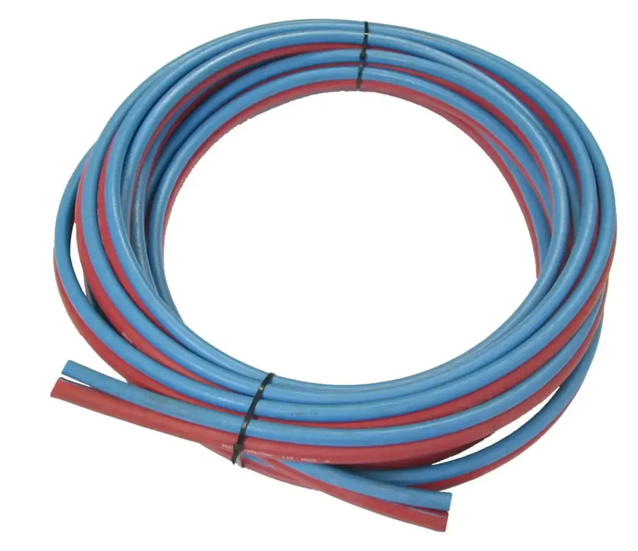 Zwillingsschlauch Sauerstoff / Azetylen (Preis per m), lieferbar in 10m Schritten: 10m/20m/30m... max. 40m, (SA=blau/IØ6mm)/(AZ=rot/IØ9mm) Rabatt