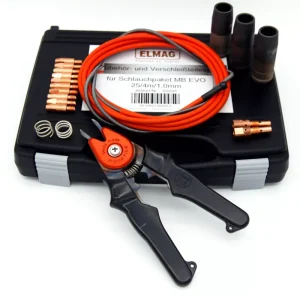Mega-Angebot Zubehör- und Verschleißteileset für Schlauchpaket MB EVO 25/4m/0,8/1,0mmzu Serie PROFI-MIG 274/304 - bestehend aus:3 Stk. Gashülse MB EVO 25Art. Nr. 543521 Stk. Original FIX CO2-SpezialzangeArt. Nr. 544185 Stk.Drahtdüse MB EVO 25/0,8mmArt. Nr. 543555 Stk.Drahtdüse MB EVO 25/1,0mmArt. Nr. 543562 Stk.Düsenstock MB EVO 25Art. Nr. 543542 Stk. Haltefeder MB EVO 25Art. Nr. 543511 Stk. Stahlseele 4mArt. Nr. 543911 Stk.Verschleißteil-KofferArt. Nr. 9000917