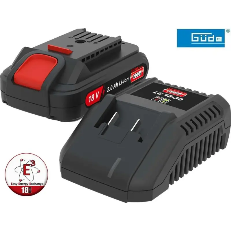 Bestpreis GÜDE Starterset Systemladegerät + 18V E³ Systemakku 2 Ah LGAP 18-3020