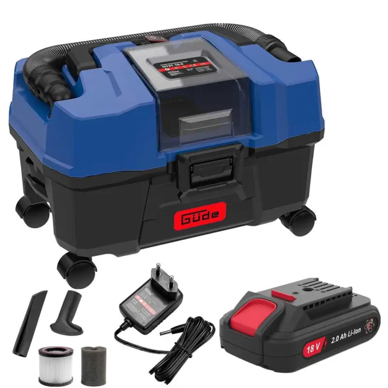 Bestseller Güde Akku Nass Trockensauger NTST 18-0 (18V, 10 l Auffangbehälter, 4 Lenkrollen, Boden- & Fugendüse, Filter, mit Akku und Ladegerät)
