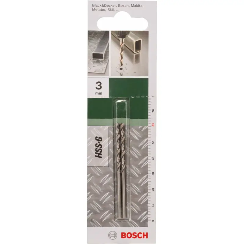 Kracherpreis Bosch Metallbohrer HSS-G geschliffen (2 Stück, Ø 3 mm)
