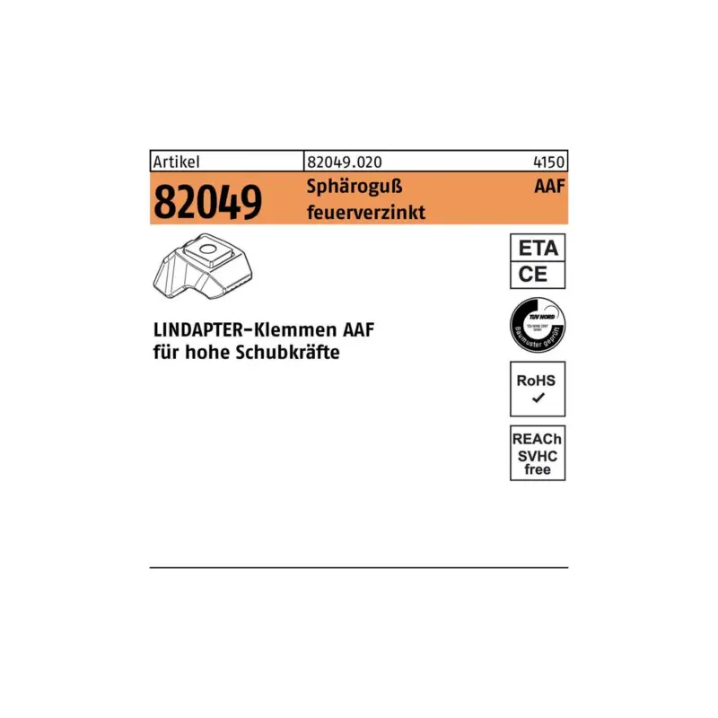Klemme R 82049 AAF M20 Sphäroguß feuerverz. 1 Stück LINDAPTER Markenware